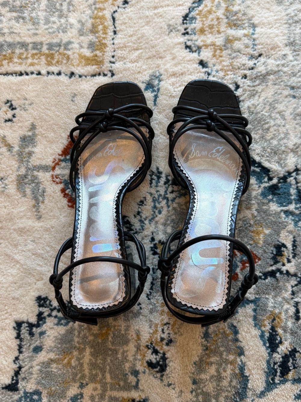 Circus by Sam Edelman Black Knotted Strap Square-Toe Heels
